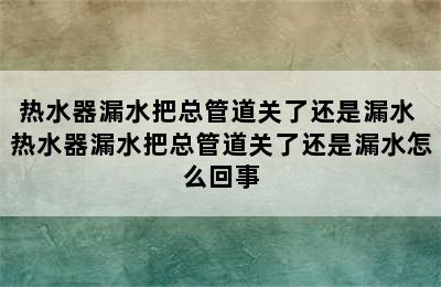 热水器漏水把总管道关了还是漏水 热水器漏水把总管道关了还是漏水怎么回事